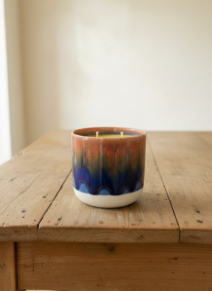 Beeswax Candle Quench Cup Red + Blue