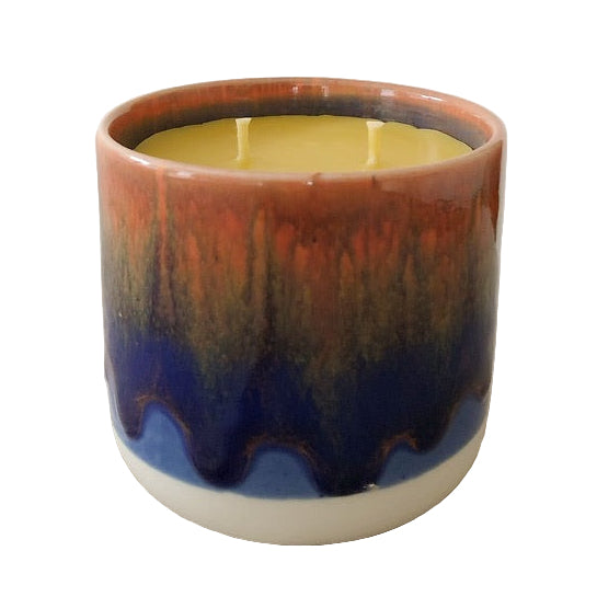 Beeswax Candle Quench Cup Red + Blue