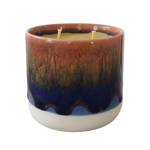 Beeswax Candle Quench Cup Red + Blue
