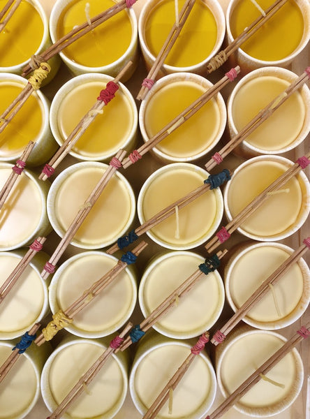 Beeswax Candle Sip Cup Pink + Yellow