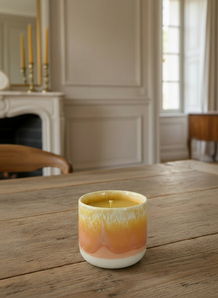 Beeswax Candle Sip Cup Pink + Yellow